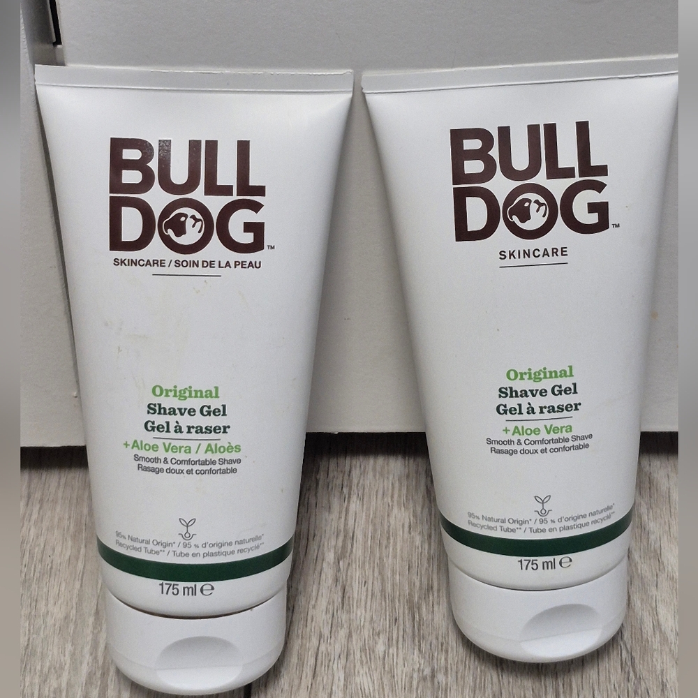 2 New Bulldog Skincare Original Shave Gel with Aloe Vera For Men. 175ml X 2